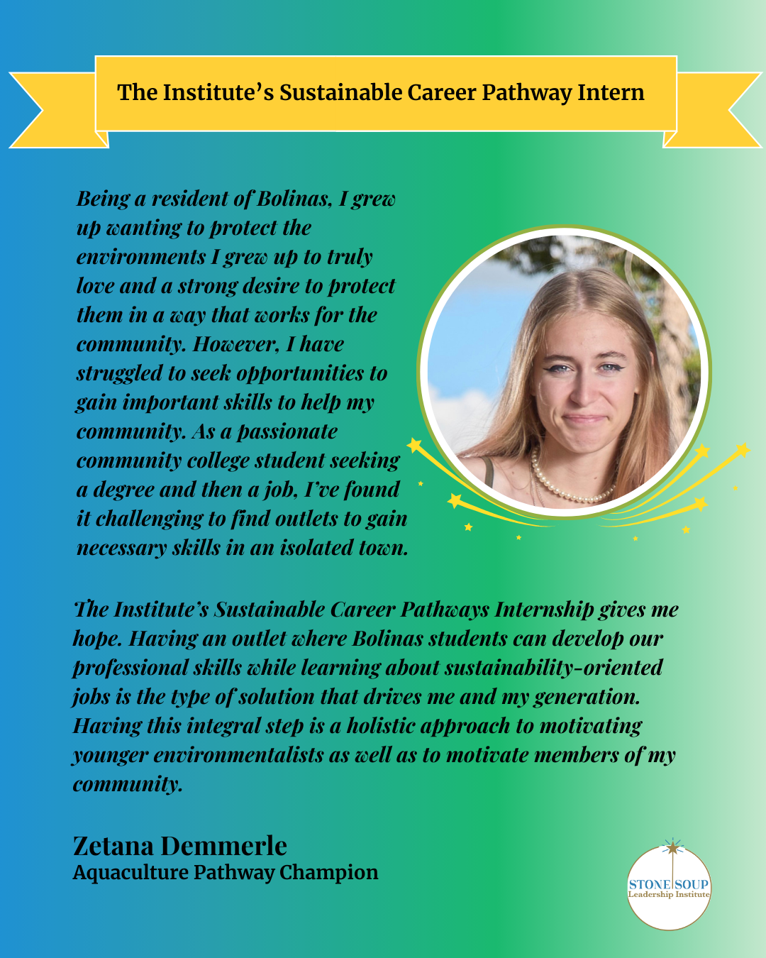 Aquaculture Pathway Champion: Zetana Demmerle