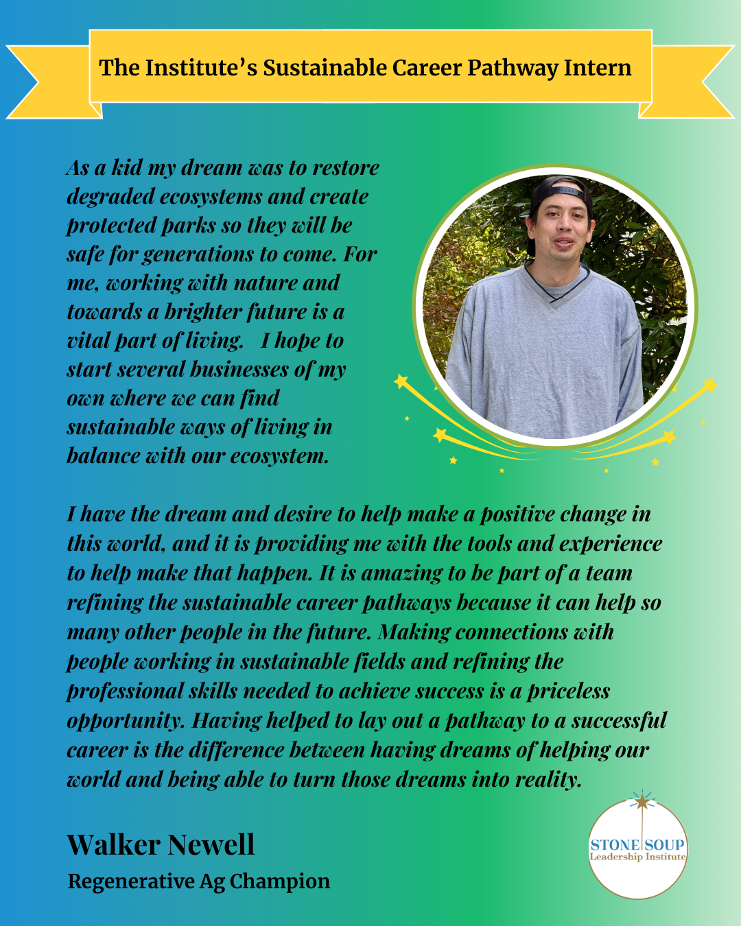 Regenerative Agriculture Champion, Walker Newell