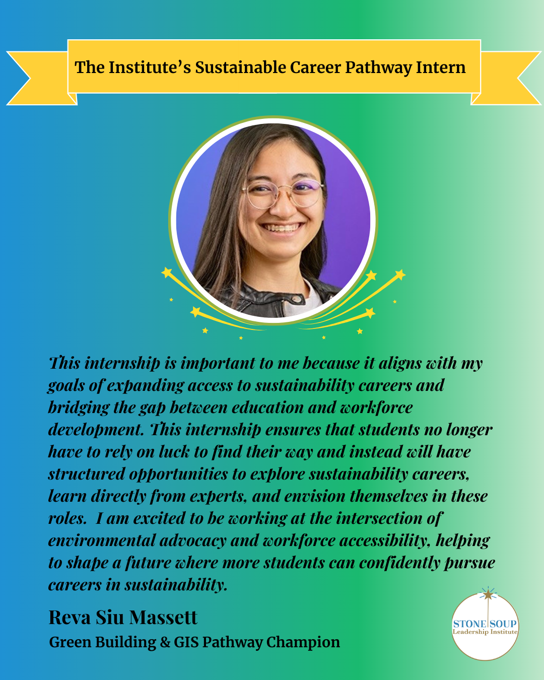 Green Building & GIS Pathway Champion: Reva Siu Massett